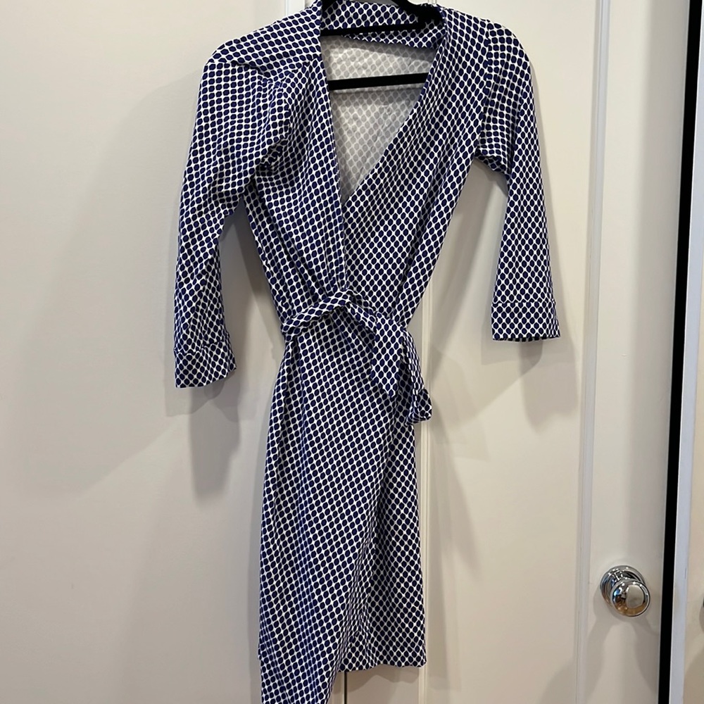 DVF Blue/White Wrap Dress